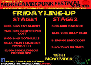 Morecambe Punk Festival 2018, Friday 16th November